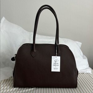 LILIUM FIRENZE BROWN PEBBLE LEATHER LARGE HANDBAG PURSE NWT